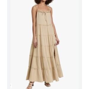 Charlie Holiday size 6 Senorita tiered cotton maxi dress in the color Tan